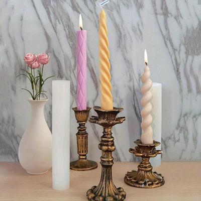 Spiral Uzun Direk Silikon Mum Kalıbı DIY Geometri Yuvarlak Mum Yapımı Kalıbı El Yapımı Ev Dekoru