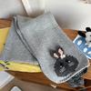 Falling Pool Knitwear: Cute Cartoon Rabbit Scarf, Women's Warm Winter Wool Neck Warmer.