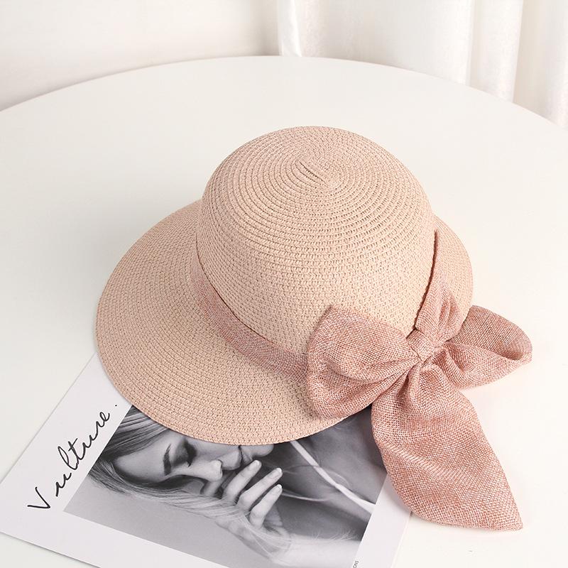 Versatile Style Hat Straw Woven Elegant  Sweet Bow Womens Hatscaps Sunshade