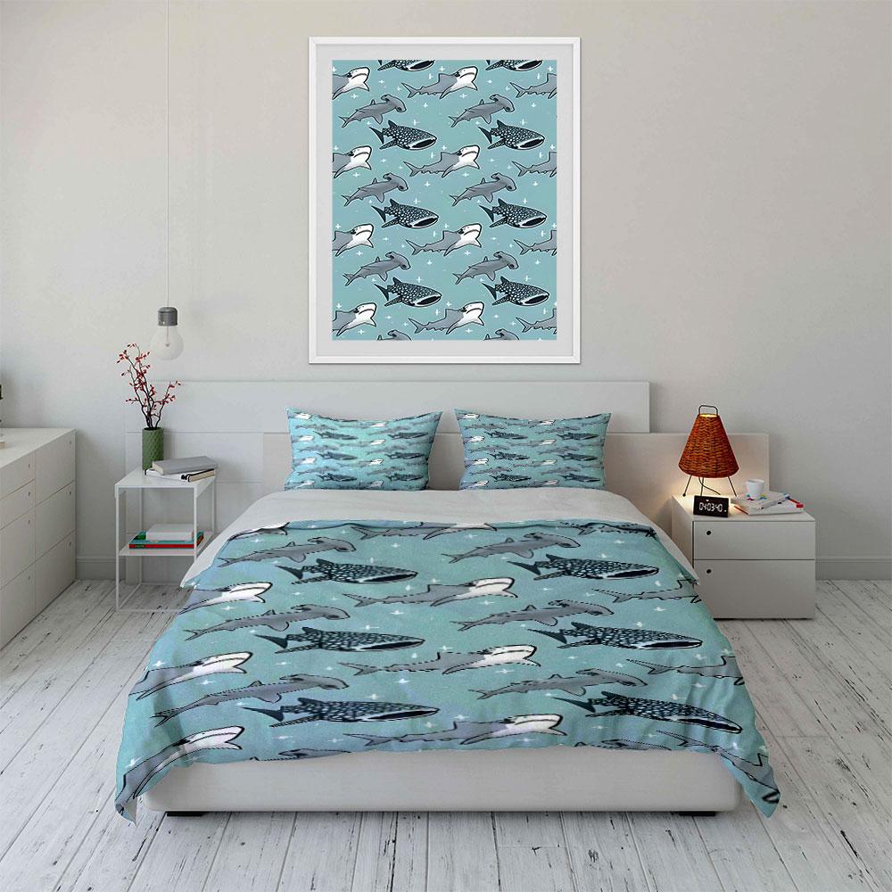 Sharks and Whale Sharks. Bedding Sets Duvet Cover Sets Duvet Covers Pillowcases(1 * Duvet Cover 2 * Pillowcases Without Duvet Insert)
