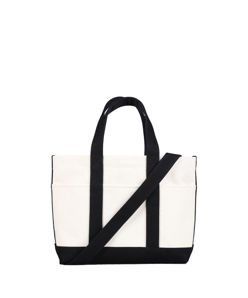 Thefreccia Primo Petit Canvas Tote Bag Ivory Black
