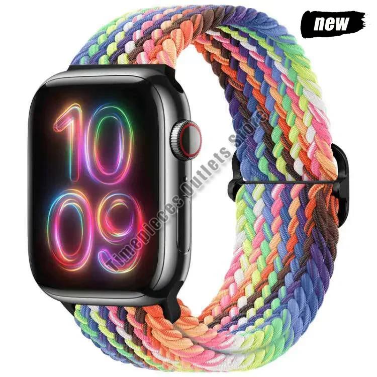 Braided Solo Loop For Apple Watch Ultra Band 40mm 44mm 41mm 38mm 49mm 45mm Elastic Nylon Bracelet iWatch Series 9 8 7 3 Se Strap