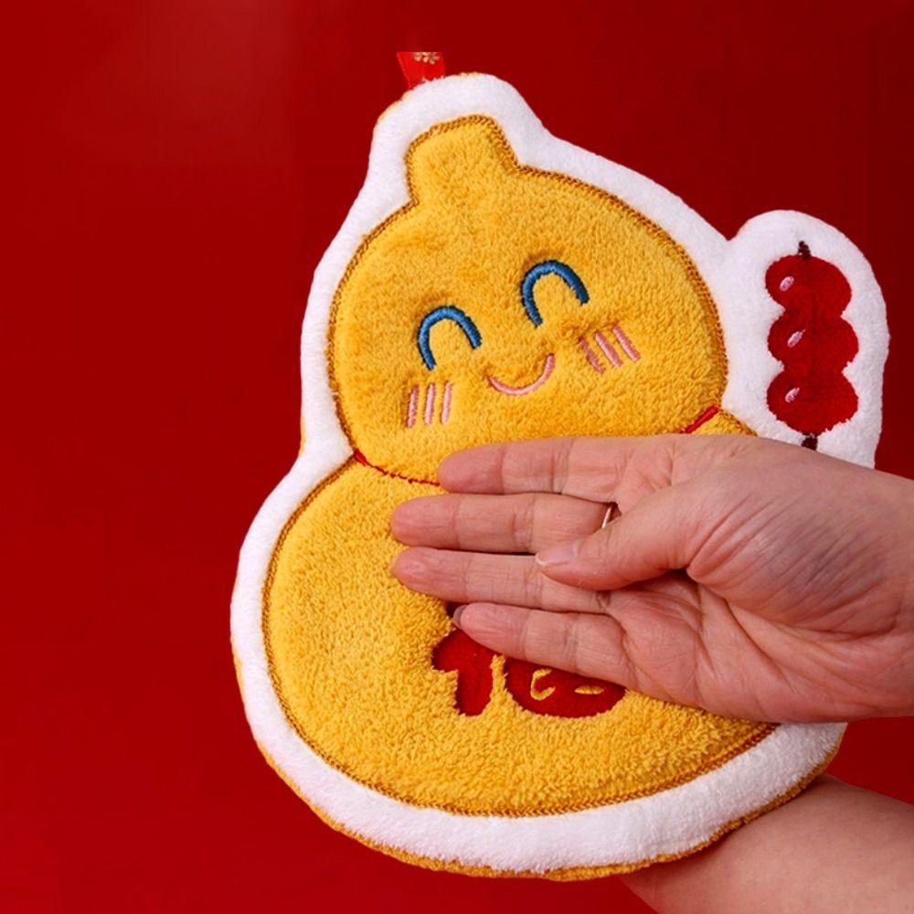 New Coral Velvet New Year Hand Towel Thickened Good Luck Handkerchief Hanging Absorb Water Bathroom Kerchief Home Decoration