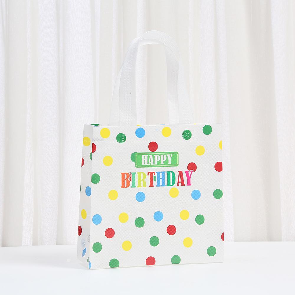 12/30pcs Colorful Birthday Print Bags Non-Woven Fabric Party Gift Bags for Treats and Small Gifts Candy Cake Packaging
