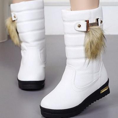 Women Winter Boots New Suede Leather Waterproof Women Snow Boots Thick Bottom Warm Middle Length Boots