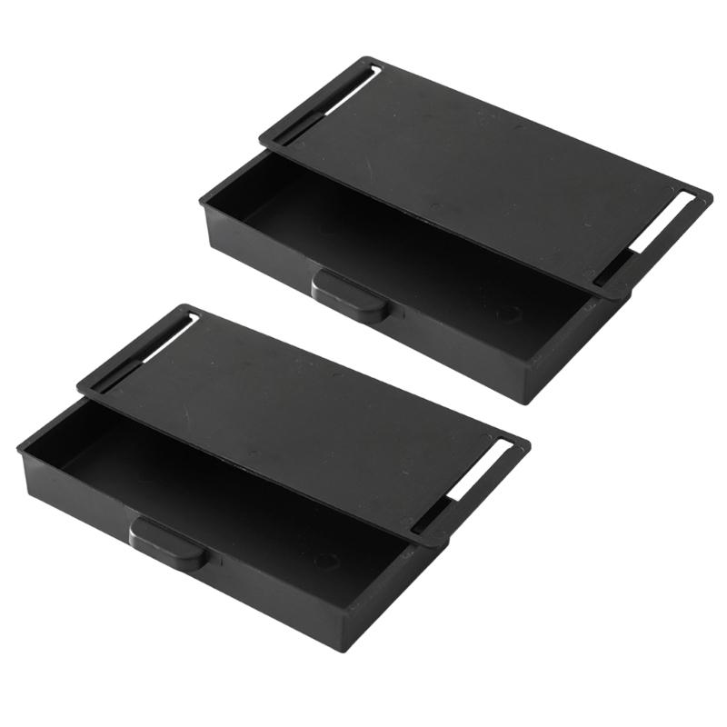 

2Pcs Plastic Adhesive Under Cabinet Storage Boxes Under Desk Drawer Organizers Household Organization Tool чорний