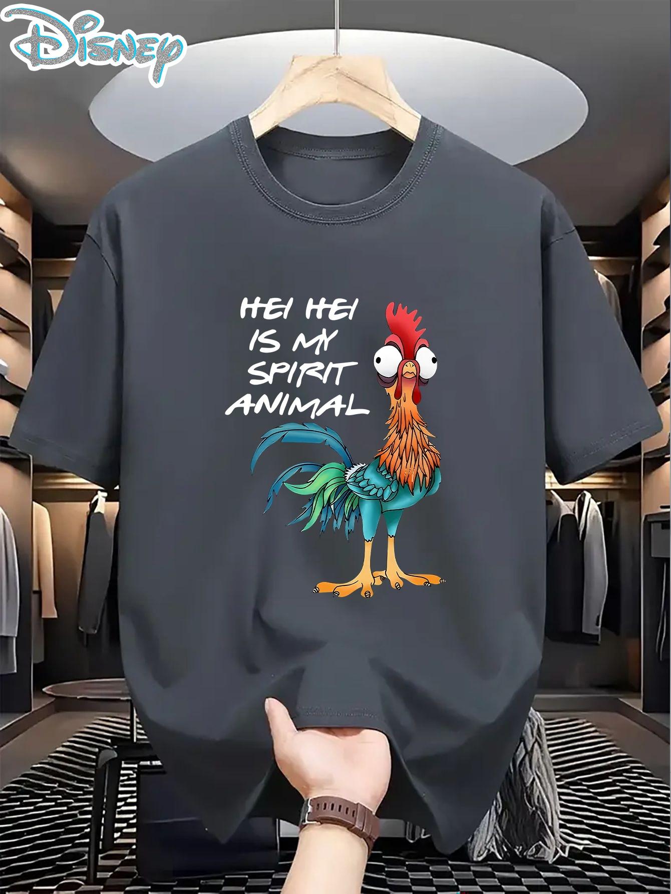 

Disney Moana Hei Hei Is My Spirit Animal T Shirt Men Casual Short Sleeve Cartoon Graphic Tee Streetwear 4XL