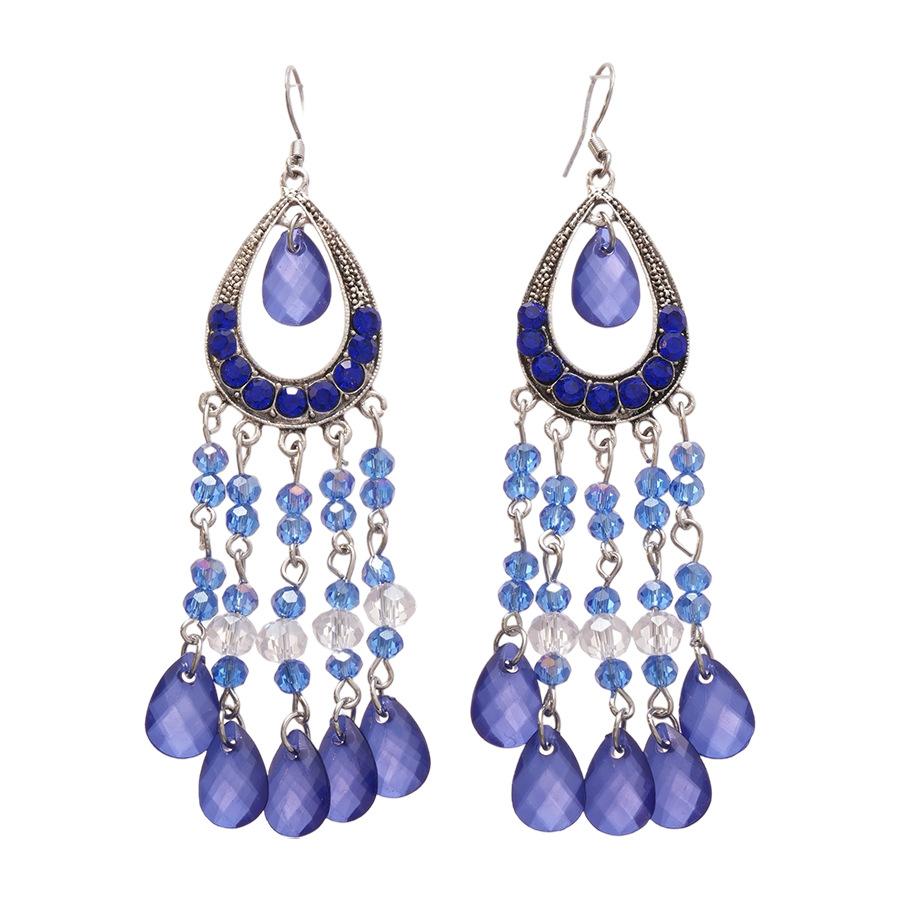 Hollow Drop-shaped Tassel Ear Hook Ethnic Style High-end Earrings for Women