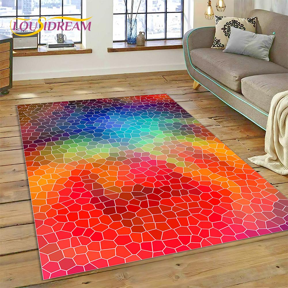 Rainbow 3D Colour Illusion Cartoon Rug Carpet for Living Room Bedroom Home Decor,Floor Mat Non-slip Decoration for Sofa Doormat