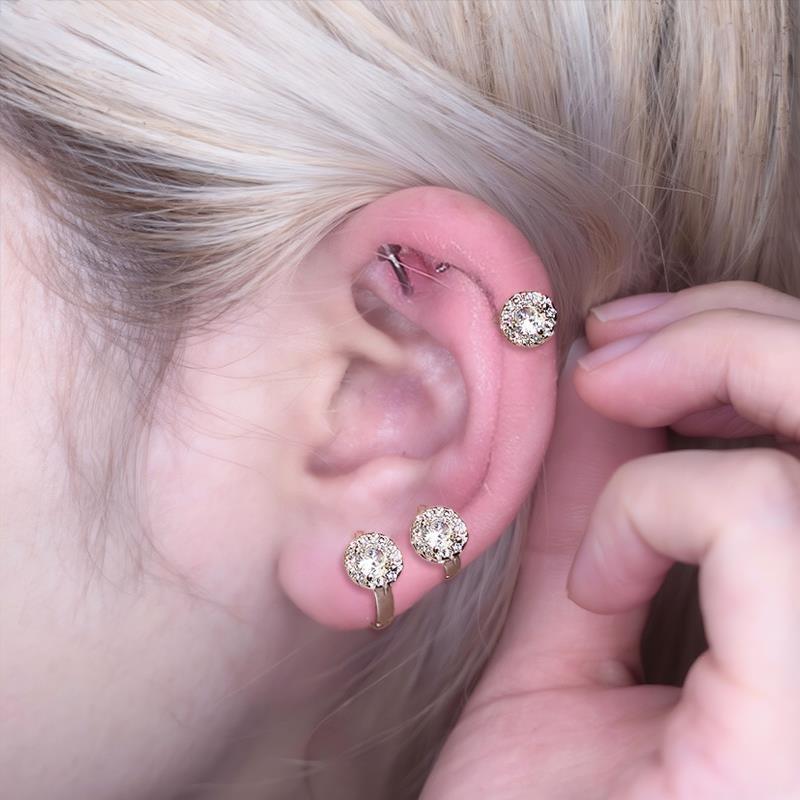 1 Pair Trendy Earring Jewelry Silver Round Zircon Earrings For Women Prevent Allergy Party Accessories Gift