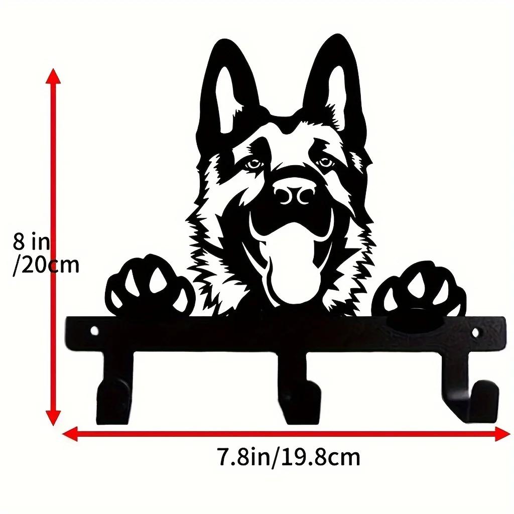 

Настенный крючок с изображением немецкой овчарки, черная металлическая вешалка для ключей и поводка с 3 крючками, идеально подходит для кухни, ванной комнаты и спальни чёрный