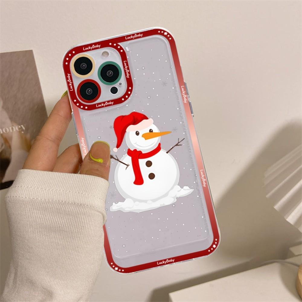 Christmas Cartoon New Year Gift Phone Case For iPhone 16 15 14 13 12 11 Pro Max XS X XR Mini Protective Cover