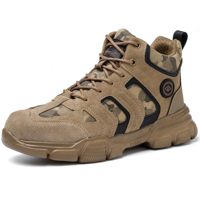 Gray Safety Shoes Men Lightweight Work Boots Safety Steel Toe Shoes Men European Standard Steel Toe Work Shoes Plus Size 38-48