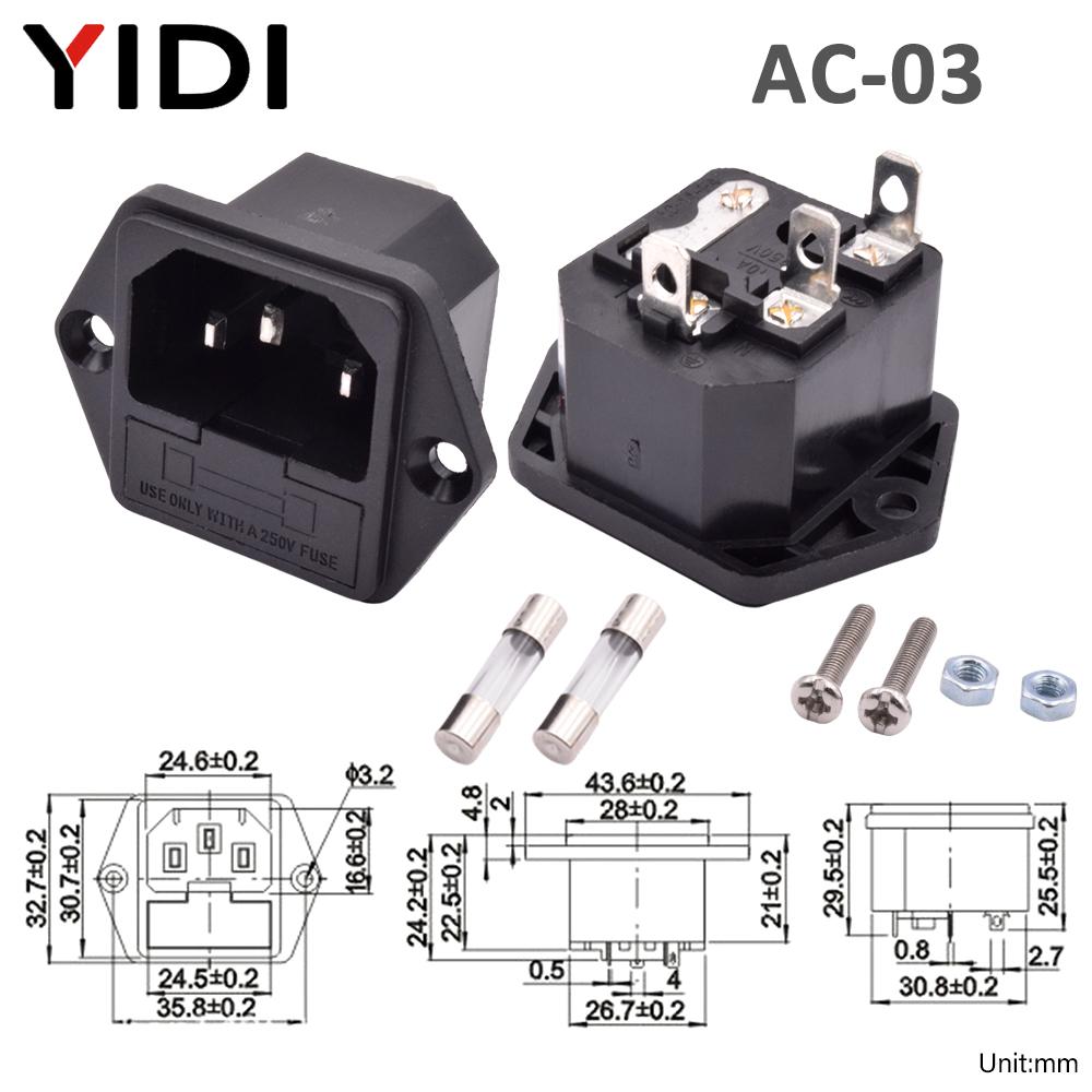 IEC 320 C13 C14 Inlet Power Plug Socket Rewirable 3 Pin Electrical Male Female Connector with Red Lamp Rocker Switch 10A Fuse