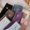 Color Sweet Girls Love Embroidery Coral Fleece Socks Female Hosiery Cute Floor Socks Mid-tube Socks