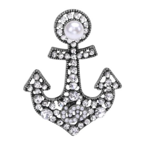 

Мужская брошь в военно-морском стиле из изысканного сплава со стразами, декор из искусственного жемчуга, унисекс, противоскользящая, высококачественная булавка для одежды, сумка для ювелирных изделий, шляпа, шарф серебряный