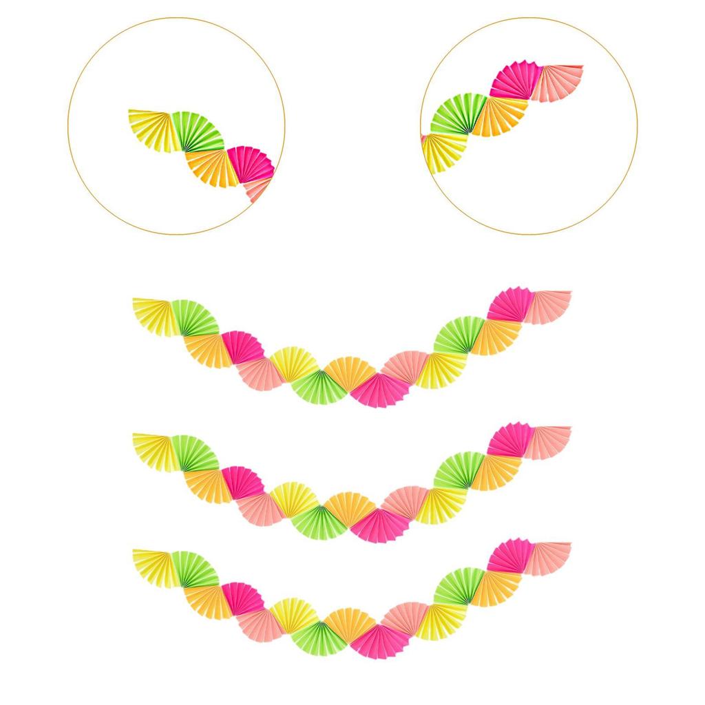 3x Paper Fans Garland Ceiling Hanging Decoration Ornament Background for Party Supplies Celebration Carnival Birthday Wedding