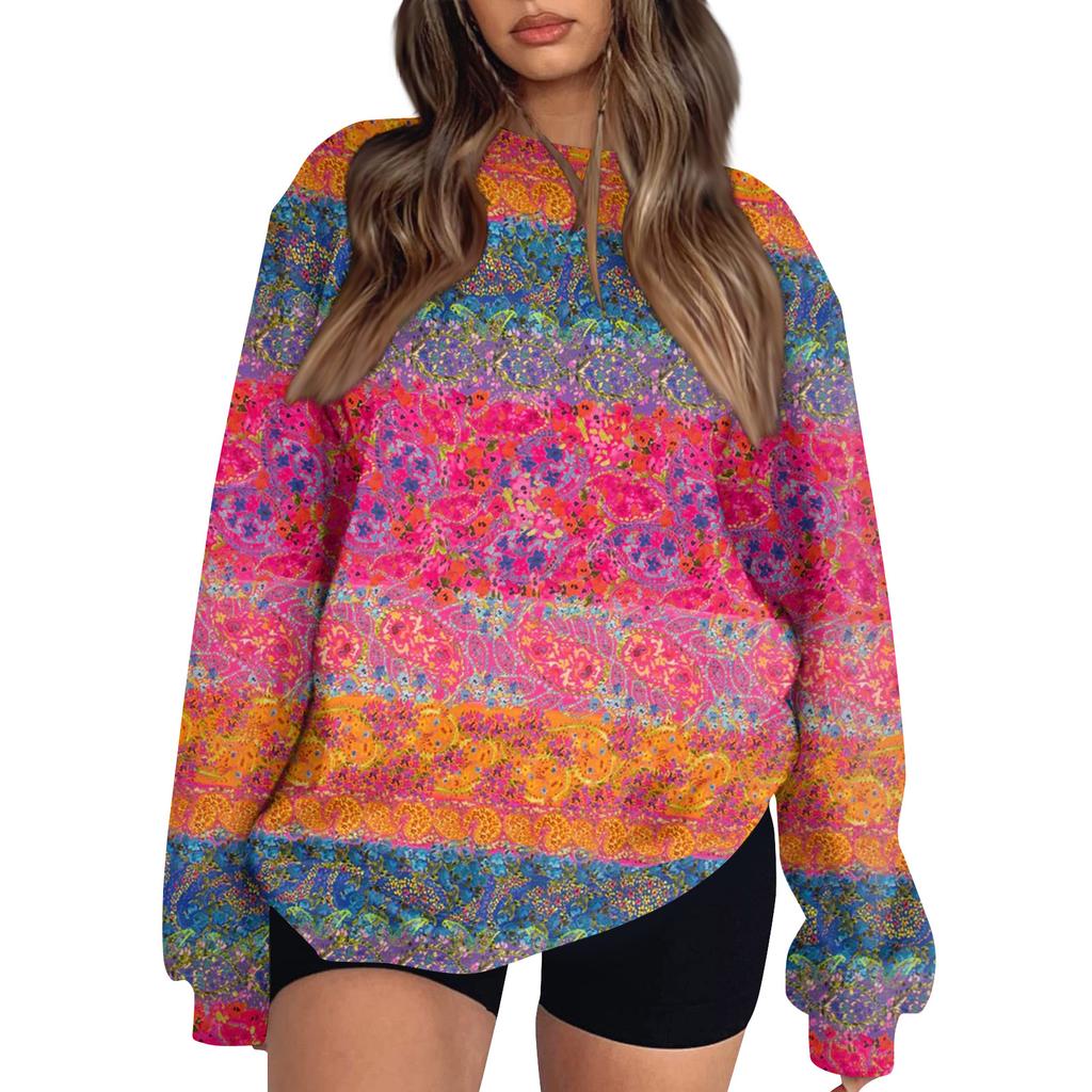 Dame Topper Dame Langermet Genser Casual Rund hals Løs Passform Pullover Fleece Topper