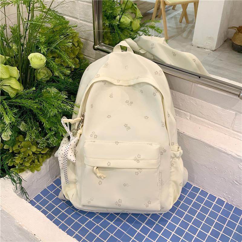 Floral Print Backpack with Front Pocket and Side Pockets