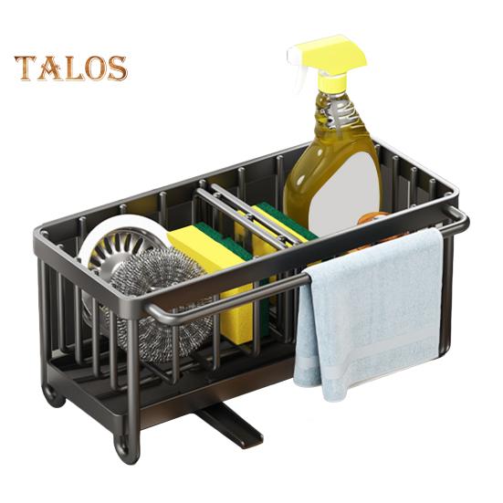 

Держатель для губки для кухонной раковины Caddy, устойчивый к коррозии, органайзер для кухонной раковины, держатель для щеток с автоматическим сливным носиком B чёрный