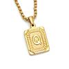 18K Gold Square Double-sided English Letter Pendant for Men, Titanium Steel Necklace