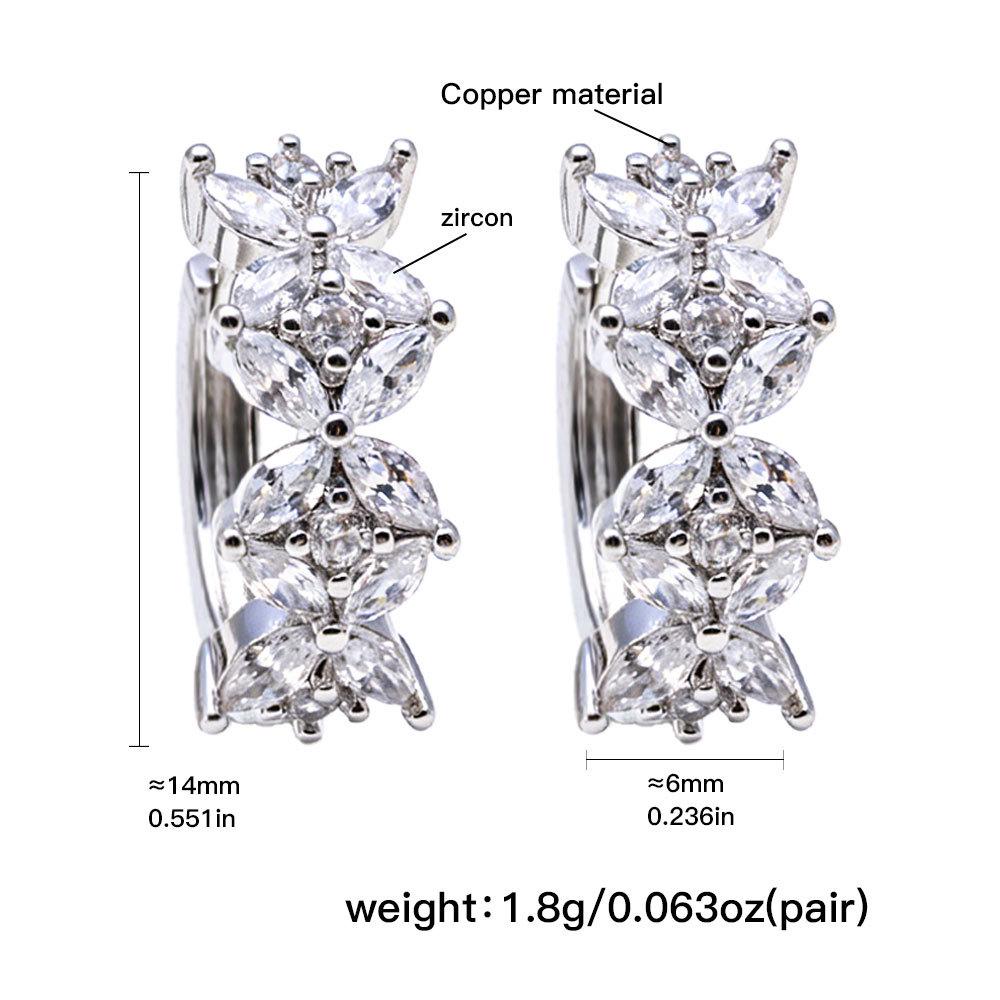 18K Gold-Plated Exquisite Wheat Hoop Earrings with Zirconia Leaves for Women