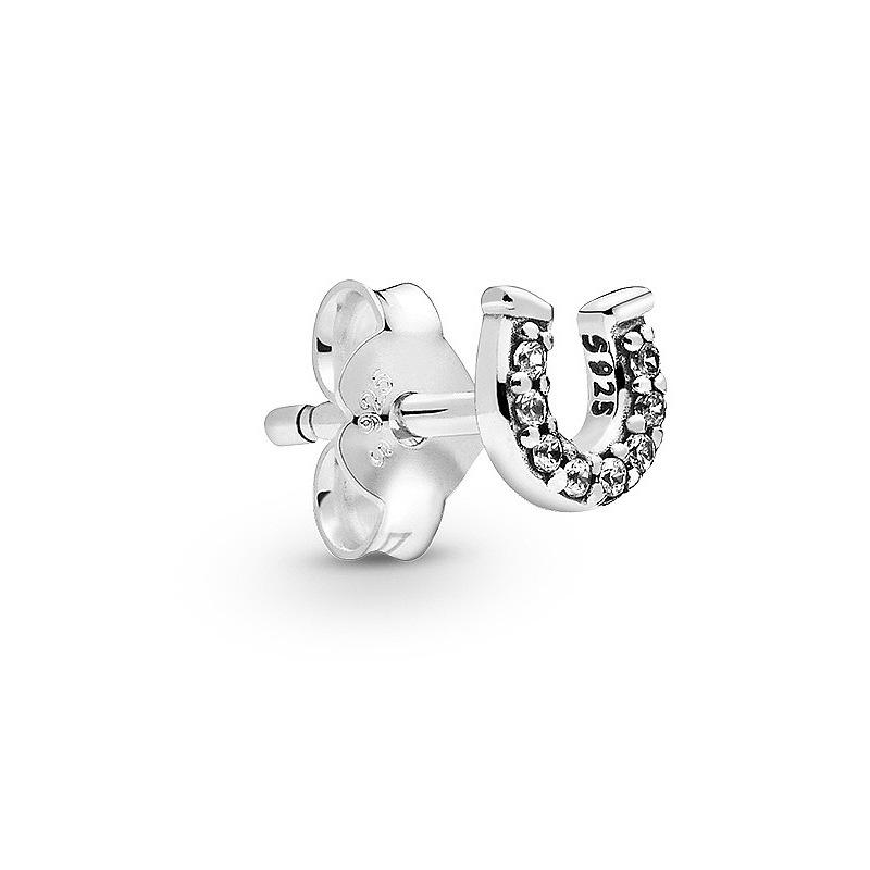 

S925 Silver E Series Single Stud Earrings Lucky Hand Love Fashion Stud Earrings Women s Earrings