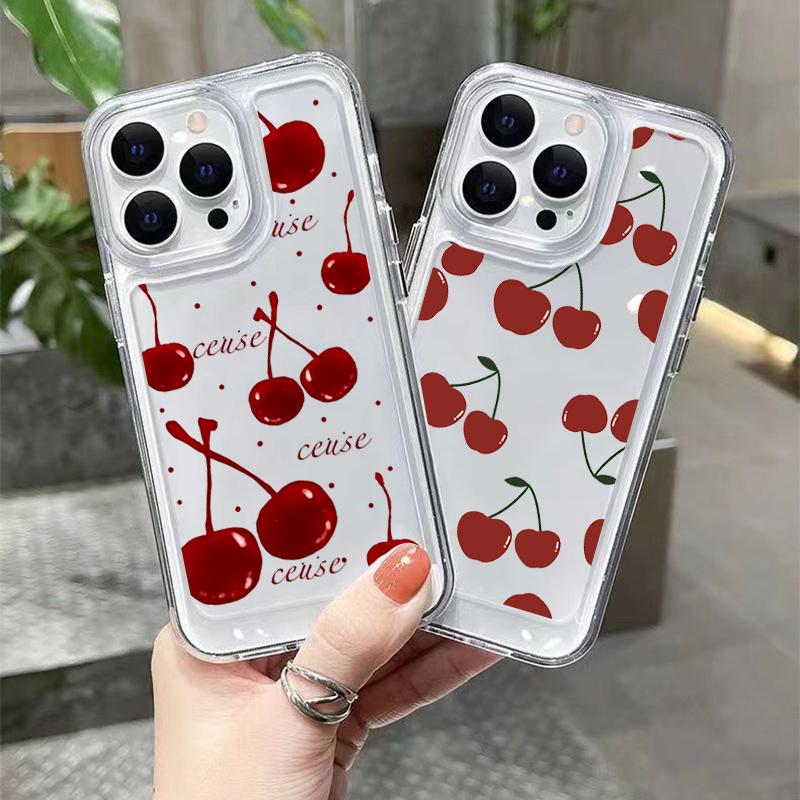 Full Screen Red Cherry Phone Case For IPhone 16 15 14 13 12 11 Pro Max X XR XS 7 8 Plus SE For IPhone 16 15 14 Plus Case Funda