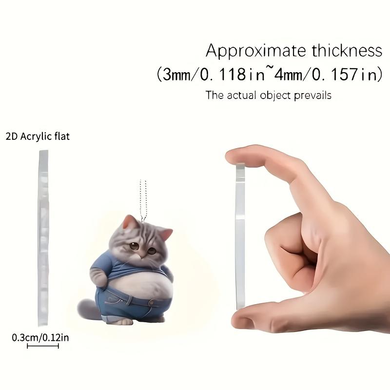 1pc Cute 2D Cat Crystal Charm - Perfect Car Decoration and Keychain Accessory, Ideal Holiday Gift