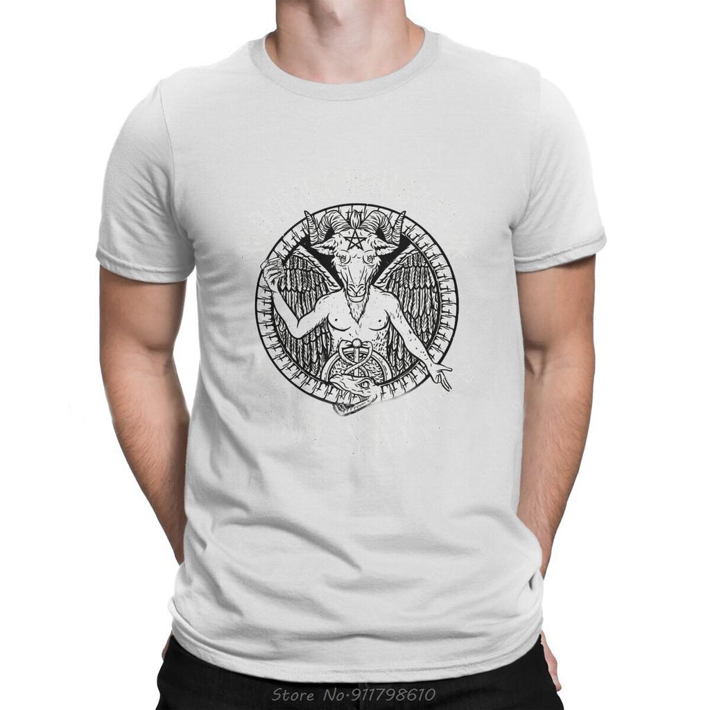Whiskey Wine Drinks TShirt For Men Hail Satan Satanic Baphomet Basic Summer Tees T Shirt Tops Novelty New Cotton T-shirt