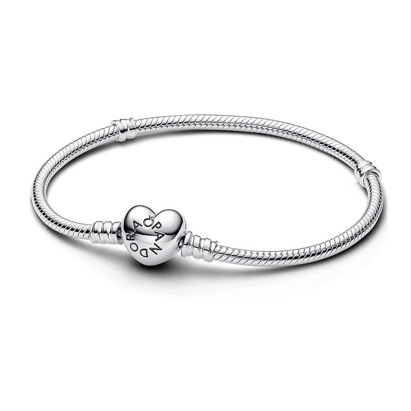 Pandora Pulseira Corrente Cobra com Fecho Coração Moments Prata 590719