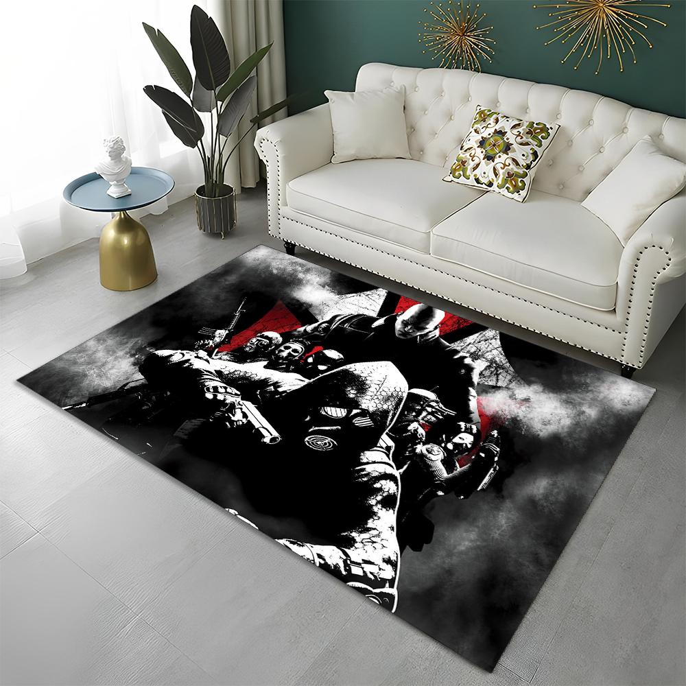 3D R-Resident Evil Gamer Spiele Teppich Teppich für Zuhause Wohnzimmer Schlafzimmer Sofa Fußmatte Dekor, Kinder Spielbereich Teppich Rutschfeste Bodenmatte