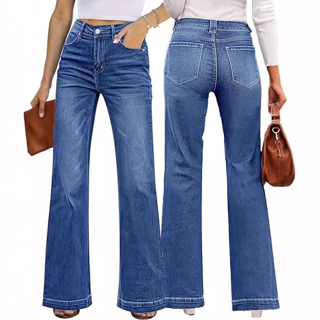 Damen Denim Klassisch Vielseitig Hohe Taille Modische Hose