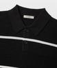 MANNERGRAM Textured Striped 100% Cotton Polo Short Sleeve Knit Black