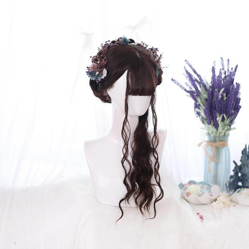 Bybrana Female Long Hair Big Wave Bangs Wig Synthetic Hair Daily Wear And High Temperature Resistance