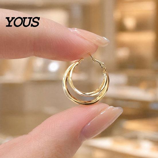 Earring 1 Pair Gold/Silver Hoop Earrings for Women, Chunky Casual And Formal Triple Split Earrings, Multi Statement Jewelry