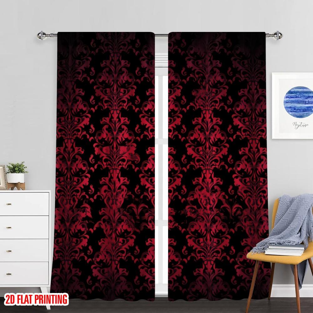 Flat Printing Drapes Swirls Floral Leaves Versatile Polyester Without Electricity Holiday Decorations Indoor Curtain Made Of