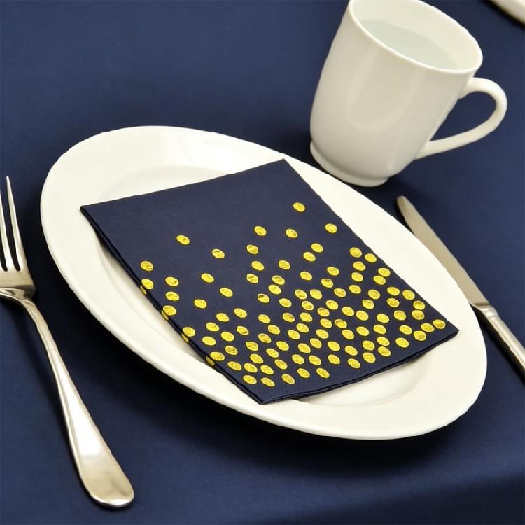 Pack of 20 Strong Absorbent Disposable Napkins Gold Foil Designs for Birthday Christmas Party Occasion Use