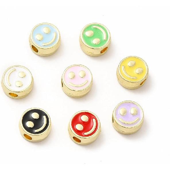 Ipotkitt 20 шт. Матовые Золотые Эмалированные Бусины-Рыбки Прекрасные Бусины на Морскую Тему Маленькие Красные Рыбки Металлические Разделители для Брелока Браслета Ожерелья 10pcs-Happy Face Beads-7.