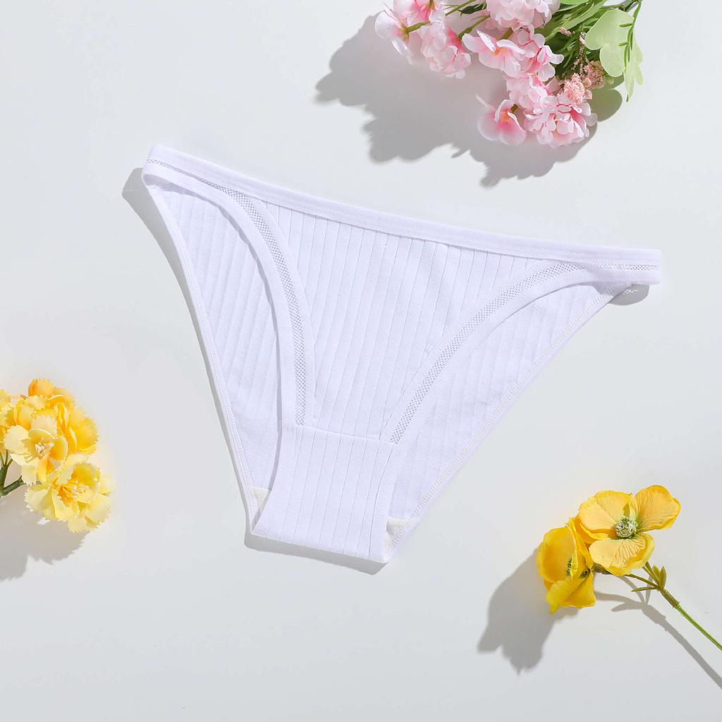 Ladies Spring and Summer New Lace Cotton Pull Needle Double File Belly Breathable Low Waisted Briefs