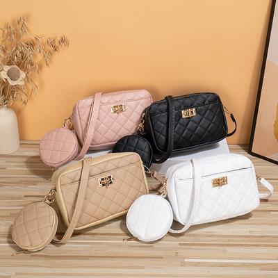 Set Due Pezzi Borsa Stile Xiaoxiang Nuova Borsa a Tracolla a Diamanti Borsa da Donna per il Trasporto Semplice Grande Capacità Borsa per il Trucco