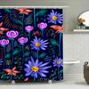 Bright Floral Shower Curtain Blue Green Purple Flowers Bathroom Decor Waterproof Fabric 240X180Cm Home Decor Item #376954