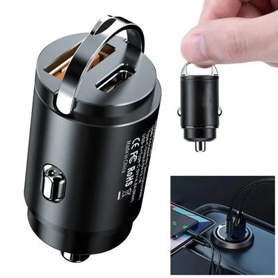 100W/200W Car USB Charger Lighter USB Adapter Super Charge USB-A USB-C Cigarette Lighter Adapter Hidden Phone Charger