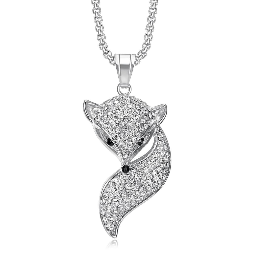 European and American Cross-border Hip-hop, Gold-plated Full of Diamonds, Exquisite Fox Pendant Necklace