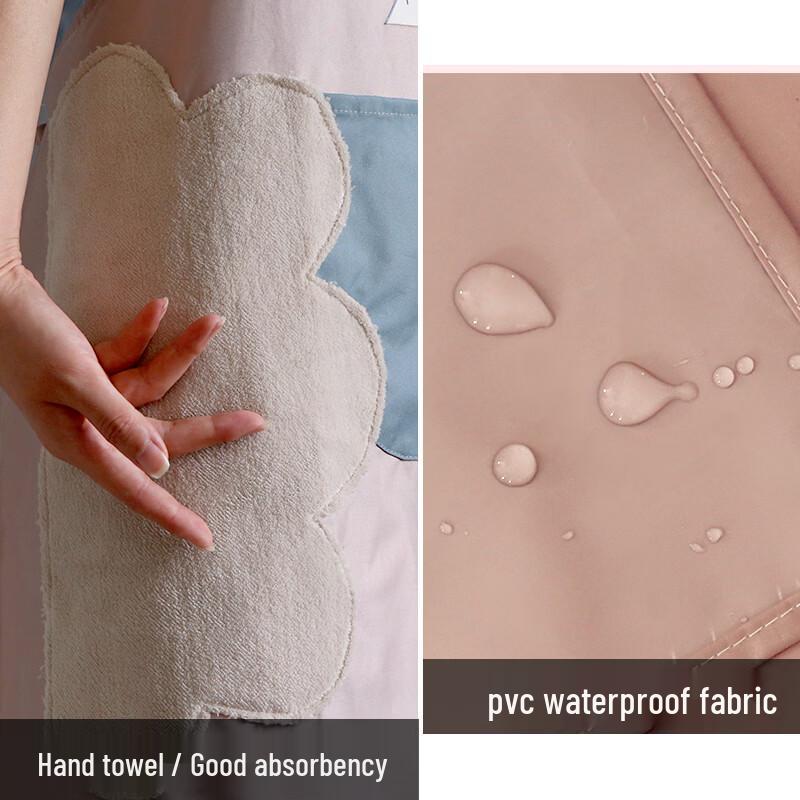 Hang-Neck Waterproof Kitchen Apron with Hand-Wiping Sides