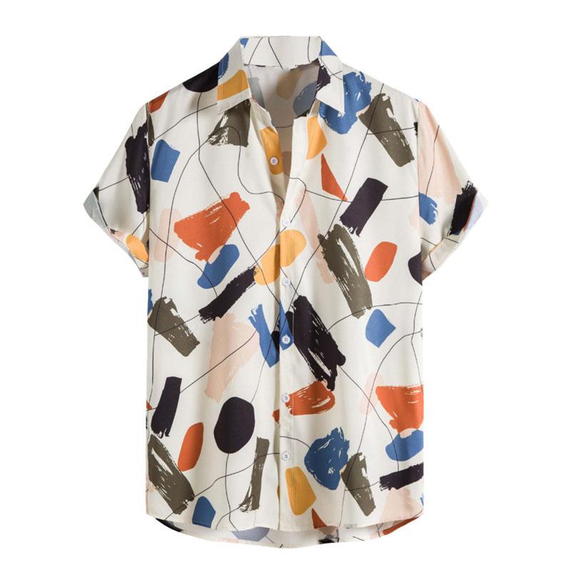 Men s shirt lapel summer short-sleeved new style for work, daily casual, breathable, comfortable, simple and fashionable S
