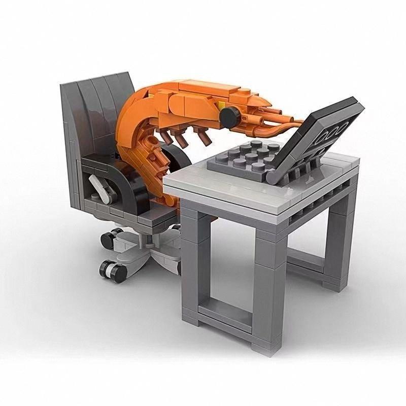MOC Building block shrimp model figurines, puzzle assembly, boys and girls randomly mixing, Internet celebrity creative parodies