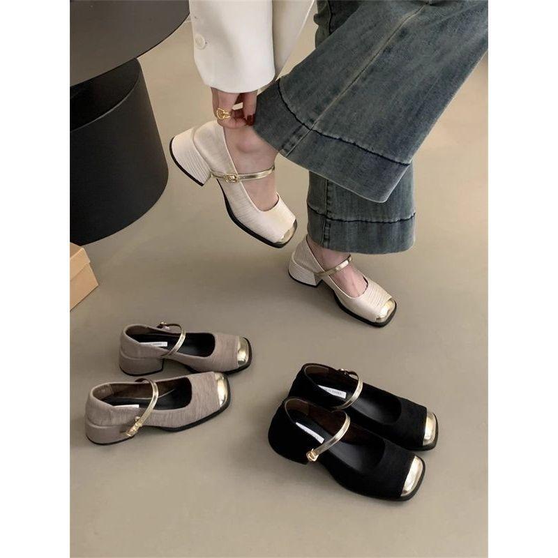 One-word buckle spring and summer Internet celebrity new foot shoes Mary Jane shoe sense design niche not tired soft sole
