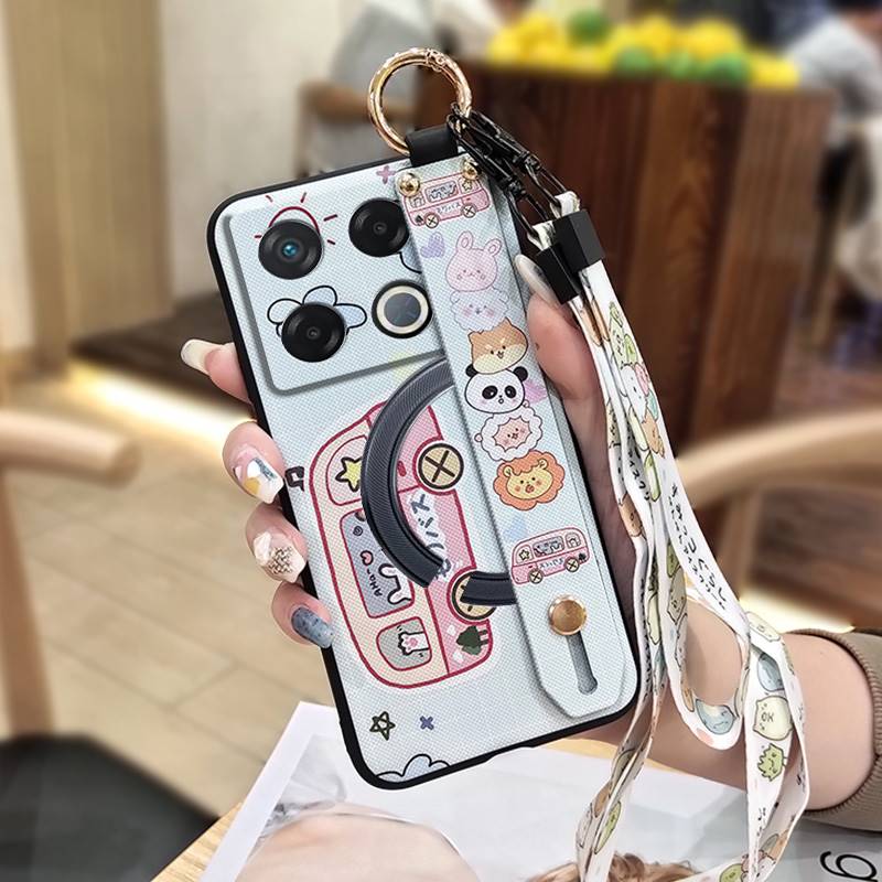 Cute Silicone Phone Case For infinix GT 20 Pro/X6871 Phone Holder Lanyard Durable Ring Back Cover Fashion Design Cartoon