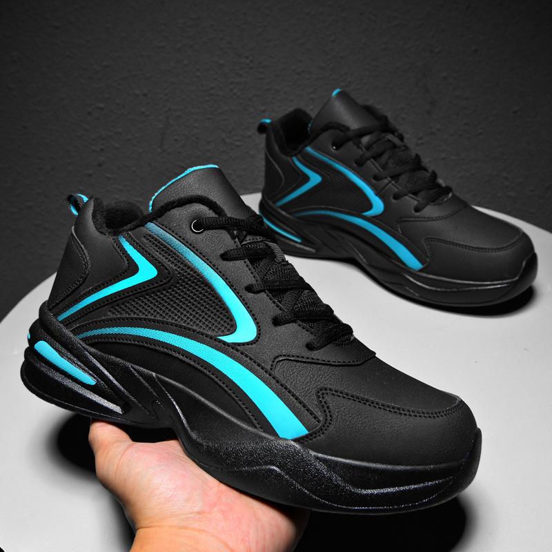New autumn and winter sports shoes men's summer waterproof leather surface running casual student travel shoes men's shoes velvet large size